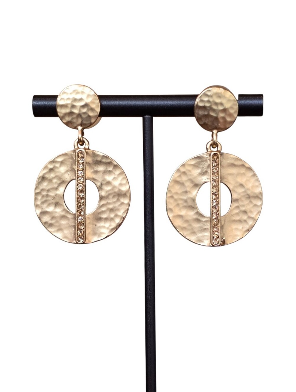 Madison Tyler Brushed Goldtone Circle Drop Earrings
